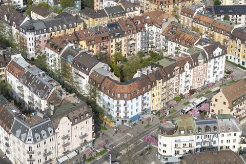 Luftaufnahme Quartier Stadt Zürich.
