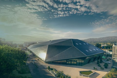 Die Umweltarena Spreitenbach von oben gesehen