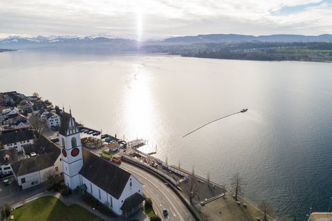 Luftbild von Meilen mit dem Blick auf den Zürichsee