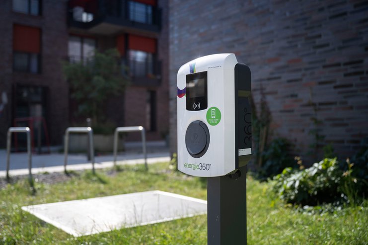 Infastructure de recharge pour les biens immobiliers d'Energie 360° sur le site de Stockacker à Reinach (BL)