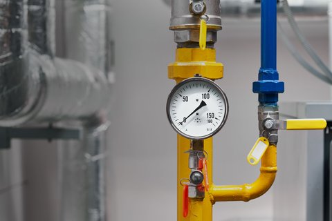 Messgerät in einem Gasnetz, dessen Zähler auf Null steht