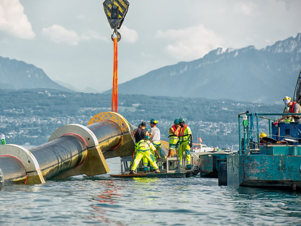 Construction de la conduite d’eau du lac pour le réseau énergétique EnerLac